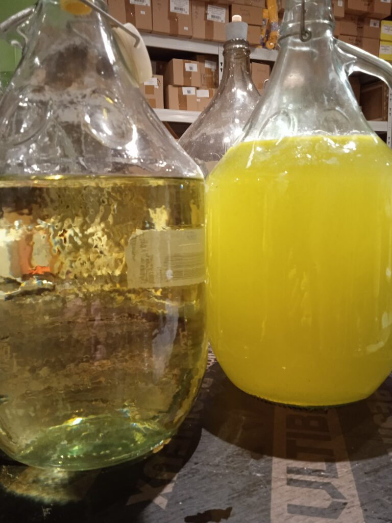 Liqueur avant et après filtration